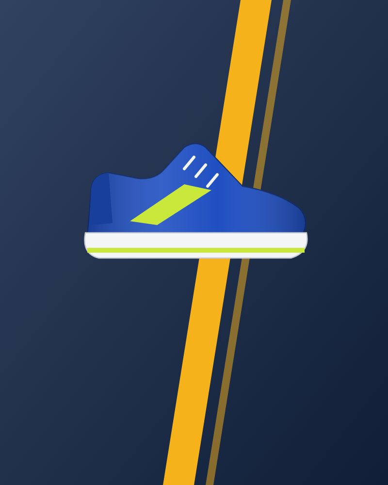 Blue road running shoe with volt stripe
